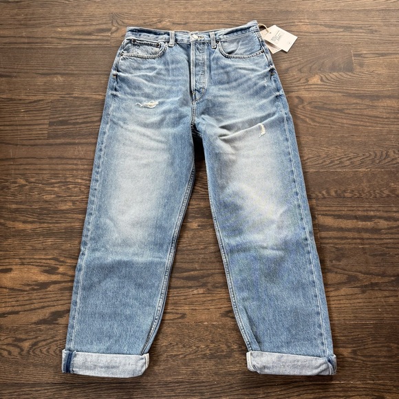 ETICA Bryce Pinch Waist Boyfriend High Rise Jeans - Faded Blue - Picture 4 of 15